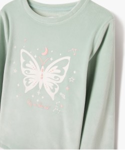 Pyjama en velours à motifs papillons et étoiles fille